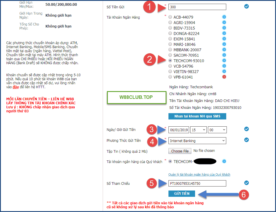 Gui tien vao W88 - Hinh thuc chuyen khoan - Hinh 6