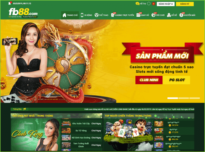 Giao diện tuyệt đẹp của nhà cái FB88
