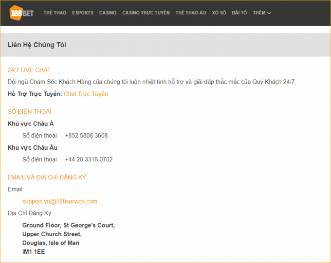 188BET hỗ trợ khách hàng trực tuyến