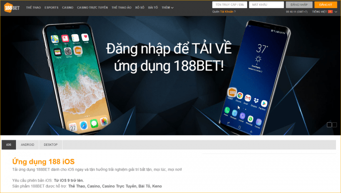 Ứng dụng app 188bet và di động